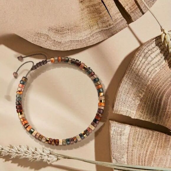 Natural Jasper Stone Bracelet & Gift Card Set Adjstble Meaningful Handmade Boho - Picture 5 of 7